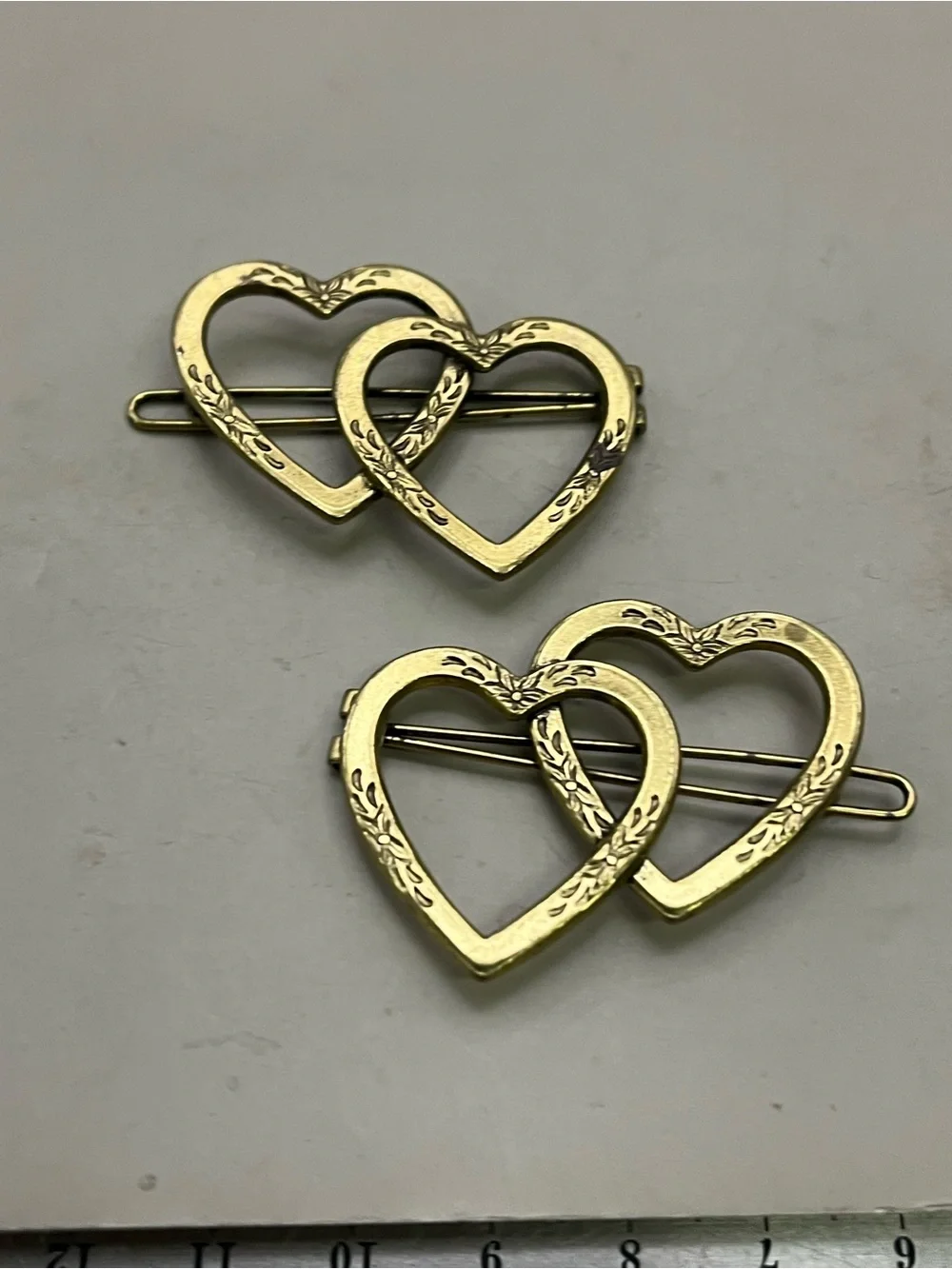 Vintage 80s 90s Gold Hair Accessories Lot 9pc Side Comb Barrettes Bobby Pins